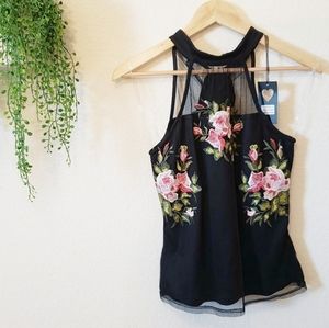 Pastel Floral Sheer Tie Back Tank Top